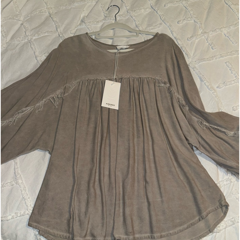 Nwt! Taupe Pleated Blouse